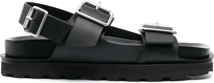 Buckle-Fastening Leather Sandals