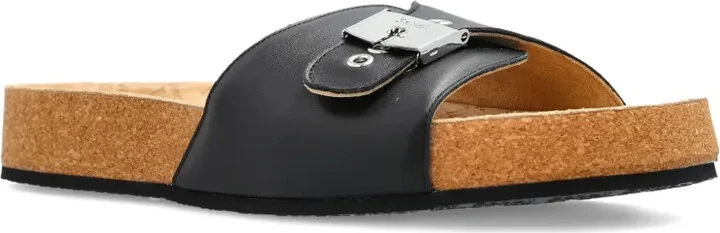 Buckle-Fastening Leather Slides - Image 2