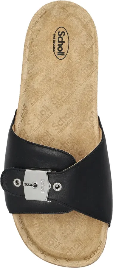 Buckle-Fastening Leather Slides - Image 3