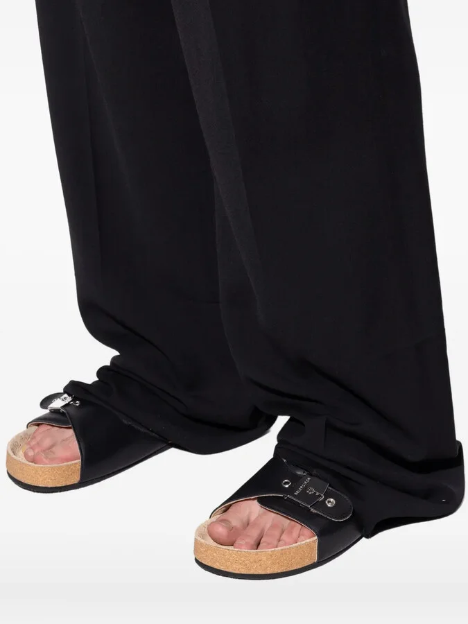 Buckle-Fastening Leather Slides - Image 4