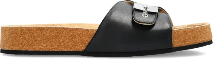Buckle-Fastening Leather Slides
