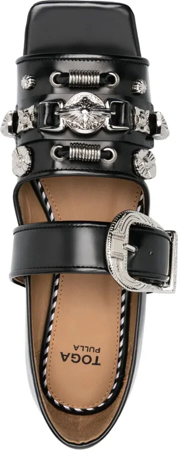 Buckle-Fastening Open-Toe Ballerina Shoes - Image 4