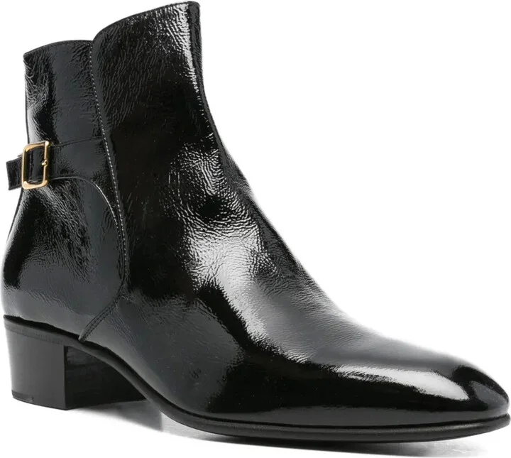 Buckle-Fastening Patent Leather Boots - Image 2