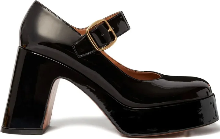 Buckle-Fastening Platform Pumps