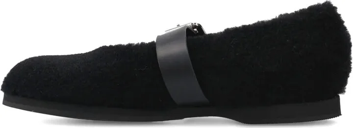 Buckle-Fastening Shearling Ballet Flats - Image 3