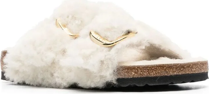 Buckle-Fastening Shearling Slides - Image 2