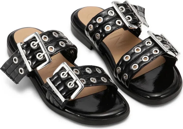 Buckle flat leather sandals - Image 2
