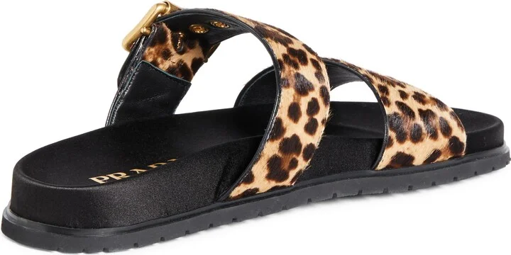Buckle Genuine Calf Hair Slide Sandal - Image 2