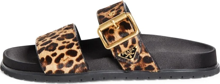 Buckle Genuine Calf Hair Slide Sandal - Image 3