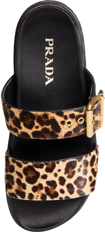 Buckle Genuine Calf Hair Slide Sandal - Image 5