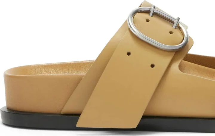 Buckle Leather Flat Sandals - Image 4