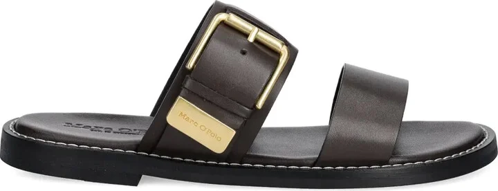 Buckle Leather Slides