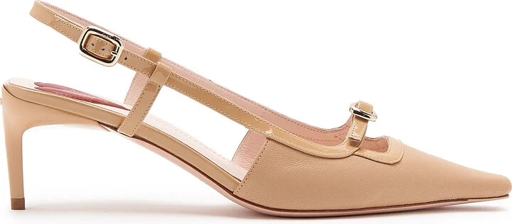 Buckle Leather Slingback PumpsVivier