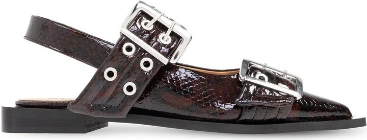 Buckle Pointed-toe Ballet Flats