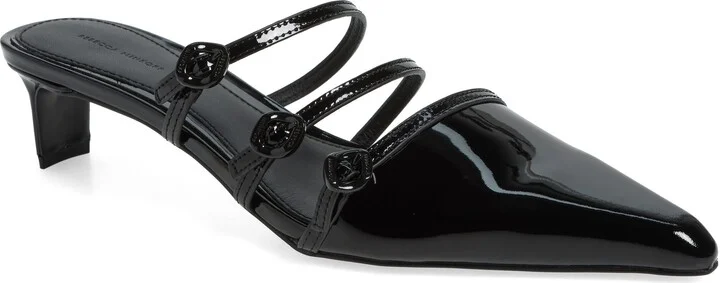 Buckle Pointed Toe Kitten Heel Mule