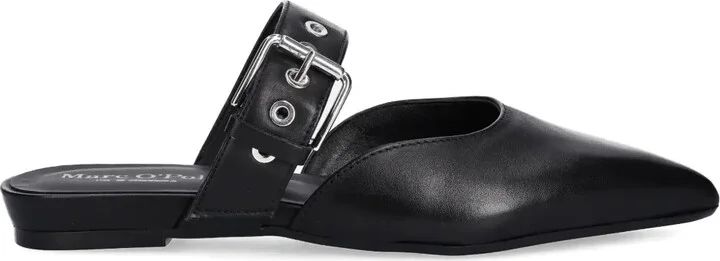 Buckle Pointed-Toe Mules