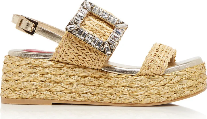 Buckle Raffia Platform SandalsVivier