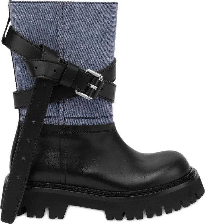 Buckle-Strap Biker Boots