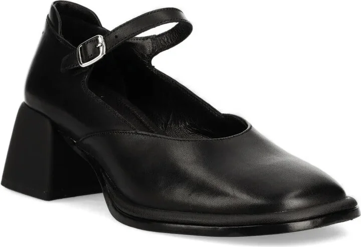 Buckle-Strap Block-Heeled Pumps