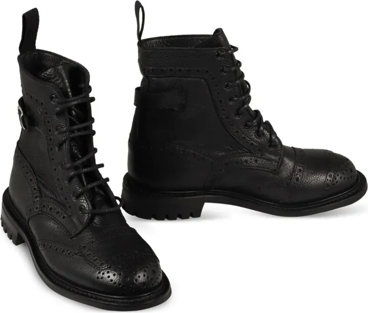 Buckle-Strap Brogue Combat Boots - Image 2