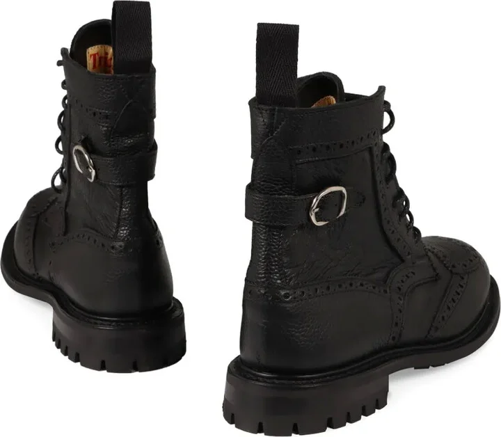 Buckle-Strap Brogue Combat Boots - Image 3