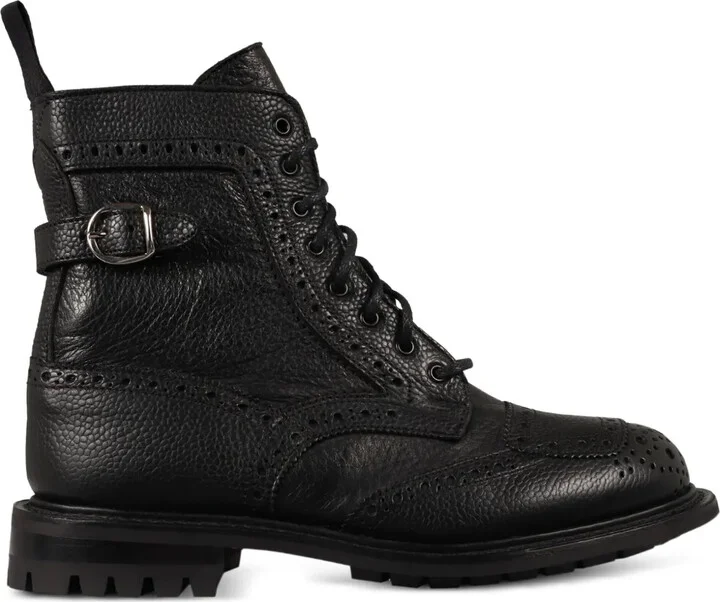 Buckle-Strap Brogue Combat Boots