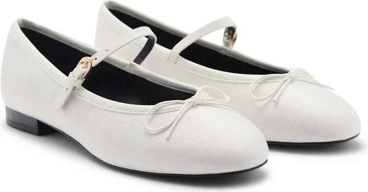 Buckle Strap Corduroy Ballerina Flat