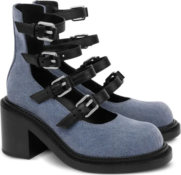 Buckle-Strap Denim Pumps - Image 2