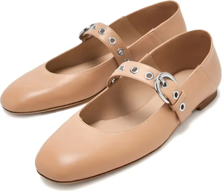 Buckle-Strap Eyelet Ballet Flats - Image 2