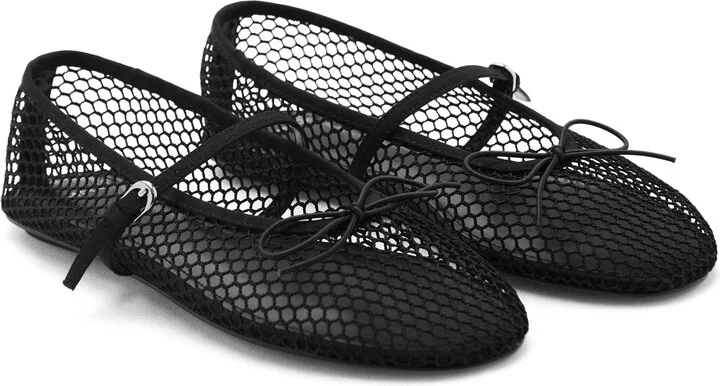 Buckle Strap Fishnet Ballet Flat - Image 6