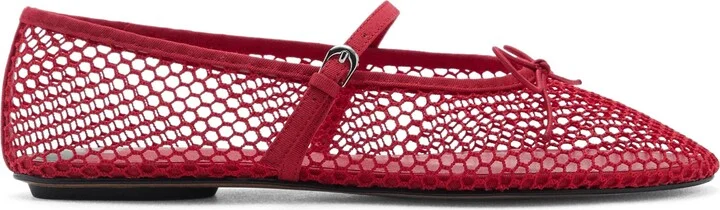 Buckle Strap Fishnet Ballet Flat
