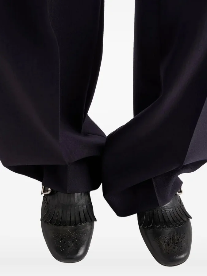 Buckle-Strap Fringe-Detail Leather Loafers - Image 5