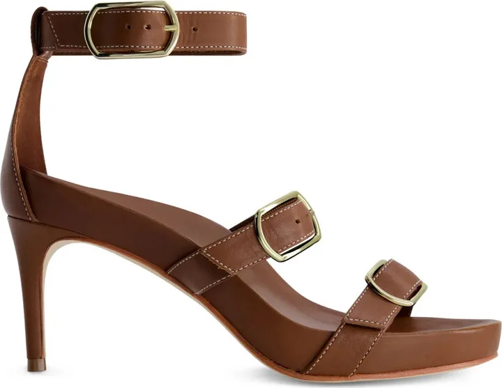 Buckle-Strap Heeled Sandals