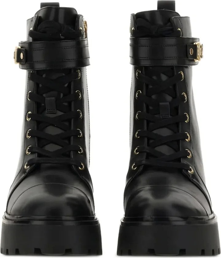Buckle-Strap Lace-Up Combat Boots - Image 4