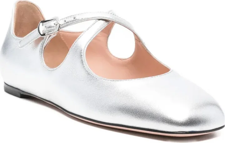 Buckle-Strap Leather Ballet Flats - Image 2