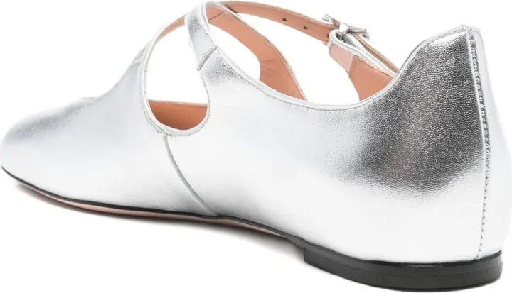 Buckle-Strap Leather Ballet Flats - Image 3