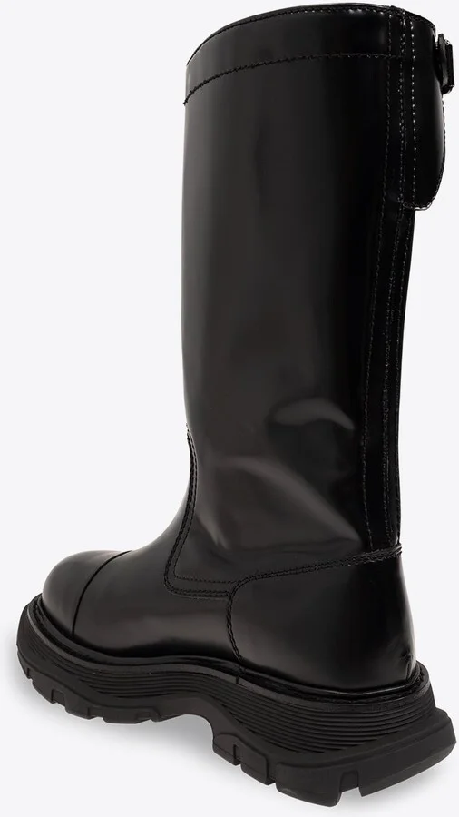 Buckle Strap Leather Boots - Image 2