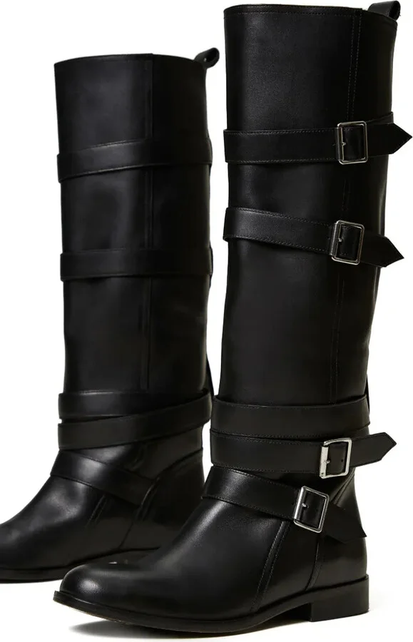 Buckle-Strap Leather Boots - Image 2