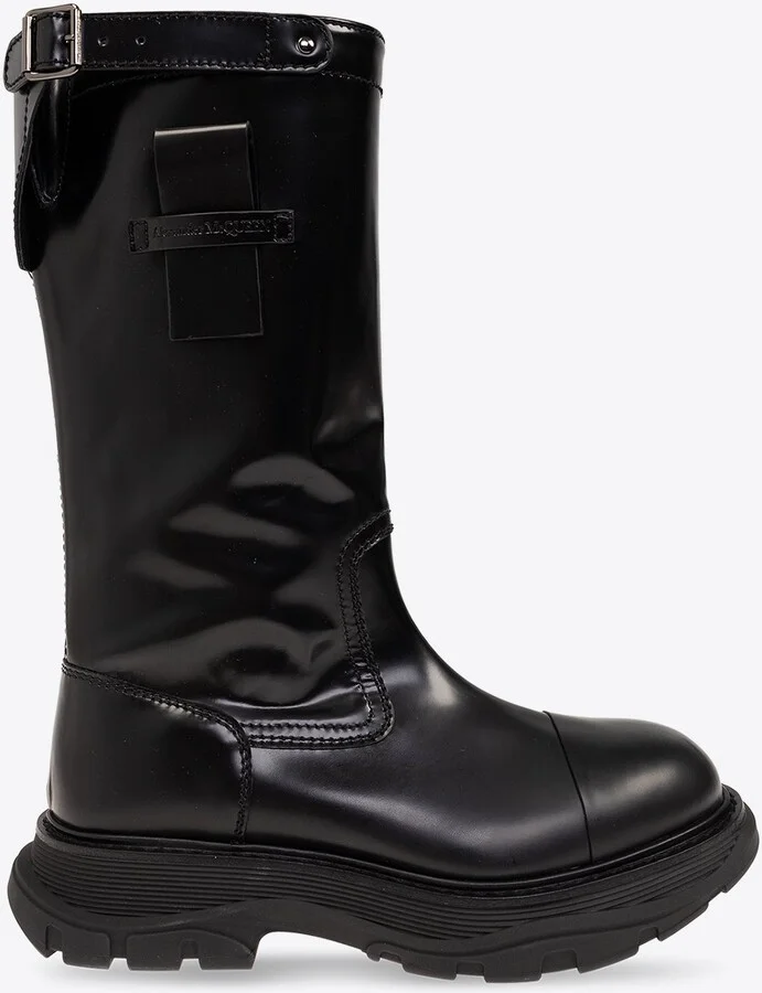 Buckle Strap Leather Boots