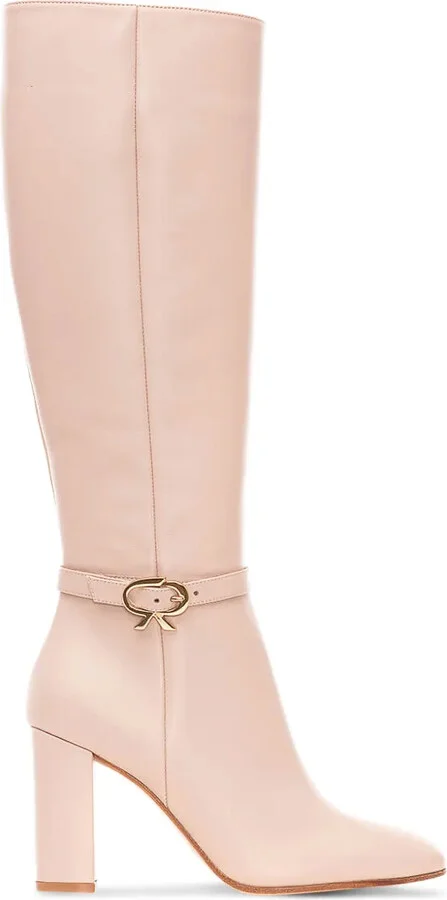 Buckle-Strap Leather Boots