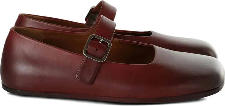 Buckle-Strap Leather Loafers