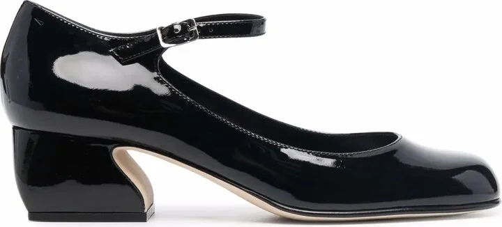 Buckle-Strap Leather Pumps