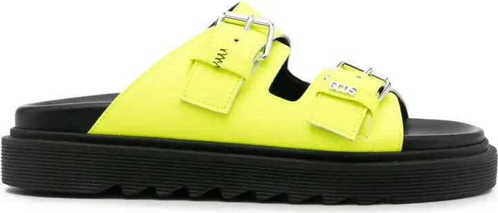 Buckle-Strap Leather Slides