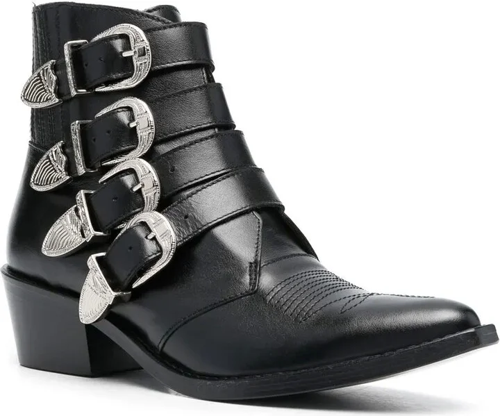 Buckle-Strap Mid Heel Boots - Image 2