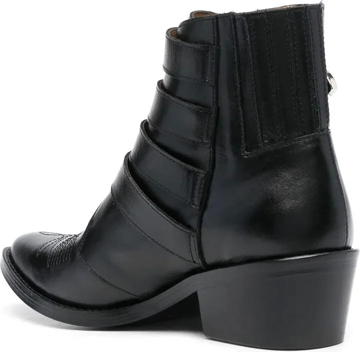 Buckle-Strap Mid Heel Boots - Image 3