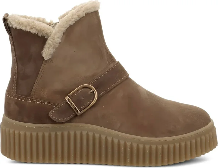 Buckle-Strap Platform Ankle Boots