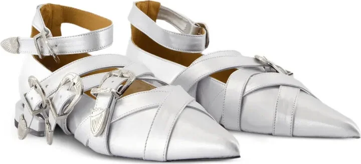 Buckle-Strap Pointed Ballet Flats - Image 2