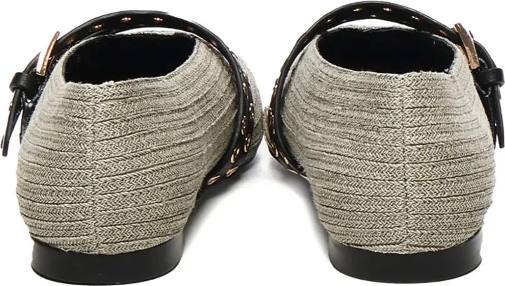 Buckle-Strap Raffia Ballet Flats - Image 3