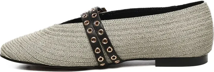 Buckle-Strap Raffia Ballet Flats - Image 4