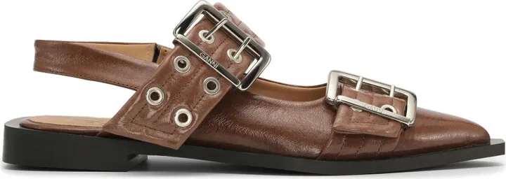 Buckle-Strap Slingback Ballerina Shoes